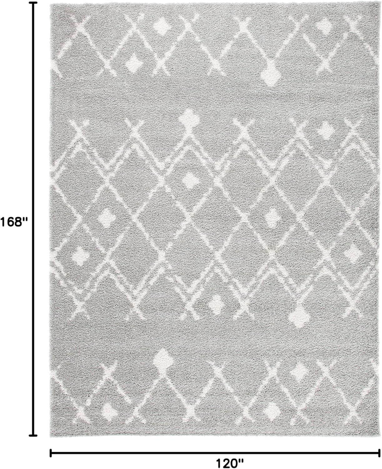 image:imageSAFAVIEH Berber Shag Collection 55 x 77 Cream Navy BER164D Moroccan NonShedding Living Room Bedroom Dining Room Entryway Plush 125inch Thick Area RugLight GreyCream