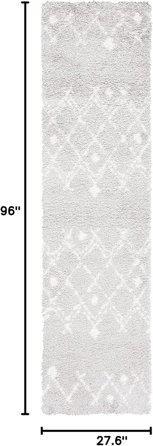 image:imageSAFAVIEH Berber Shag Collection 55 x 77 Cream Navy BER164D Moroccan NonShedding Living Room Bedroom Dining Room Entryway Plush 125inch Thick Area RugLight GreyCream