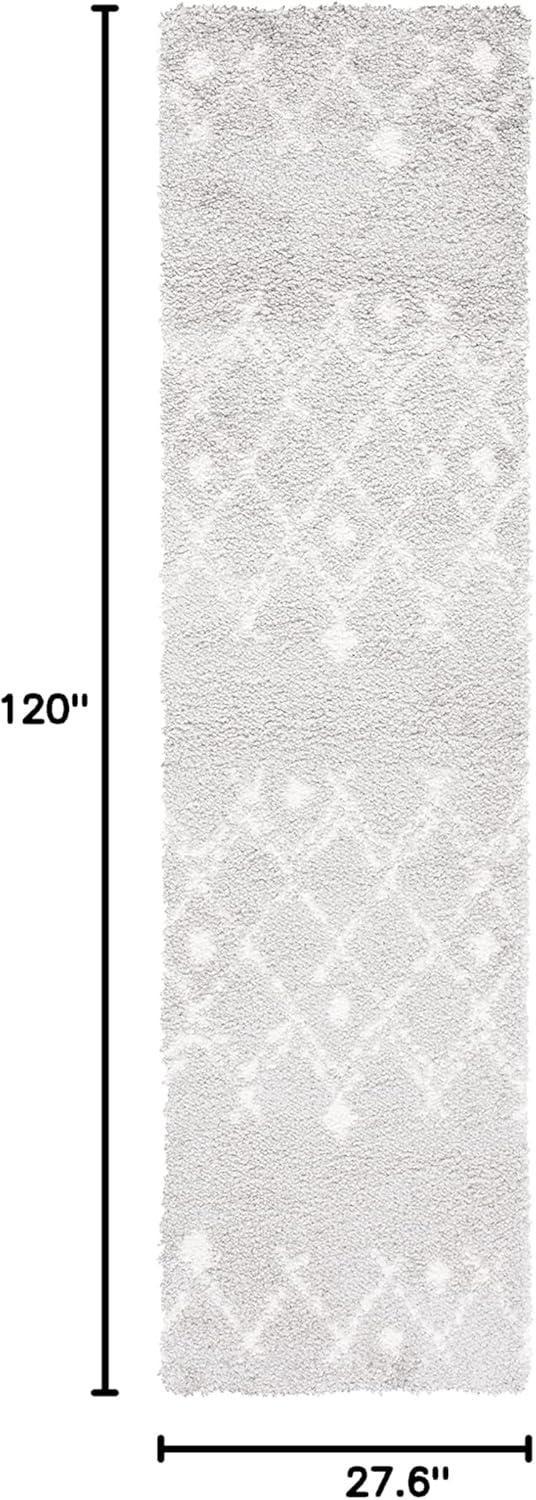 image:imageSAFAVIEH Berber Shag Collection 55 x 77 Cream Navy BER164D Moroccan NonShedding Living Room Bedroom Dining Room Entryway Plush 125inch Thick Area RugLight GreyCream