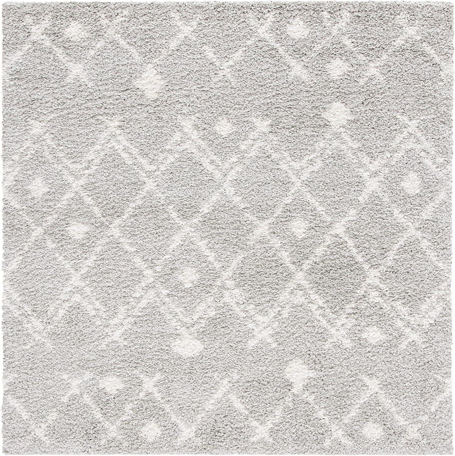 image:imageSAFAVIEH Berber Shag Collection 55 x 77 Cream Navy BER164D Moroccan NonShedding Living Room Bedroom Dining Room Entryway Plush 125inch Thick Area RugLight GreyCream