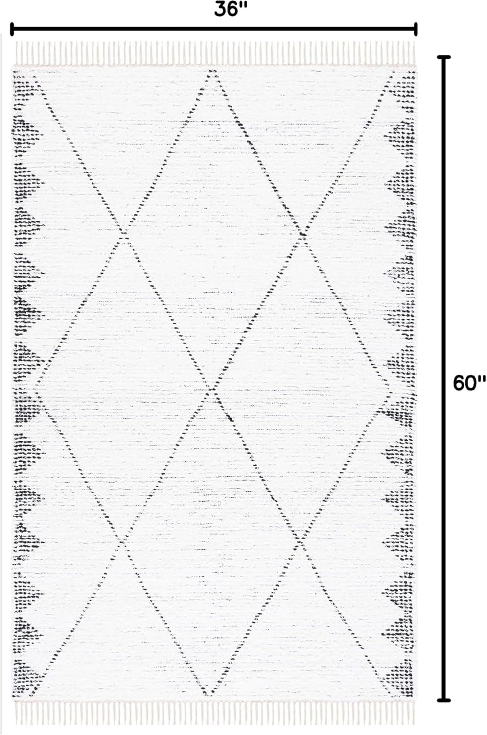 image:imageSAFAVIEH Casablanca Collection Area Rug 6 x 9 Ivory amp Black Handmade Moroccan Boho Cotton Fringe Ideal for High Traffic Areas in Living Room Bedroom CSB462AIvoryBlack