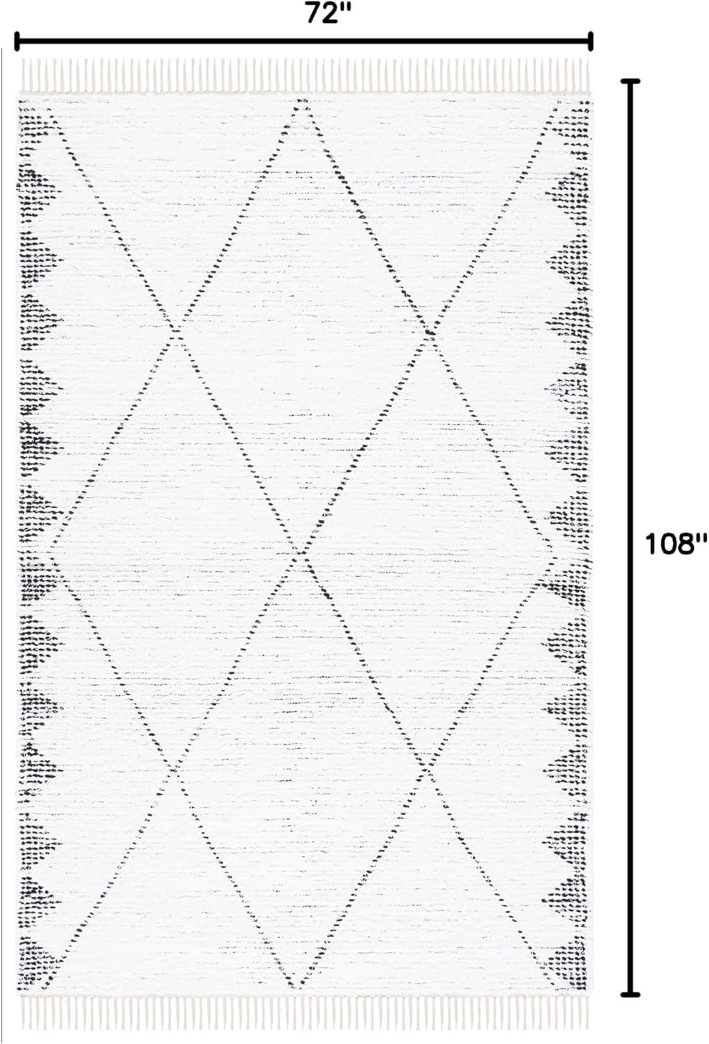 image:imageSAFAVIEH Casablanca Collection Area Rug 6 x 9 Ivory amp Black Handmade Moroccan Boho Cotton Fringe Ideal for High Traffic Areas in Living Room Bedroom CSB462AIvoryBlack