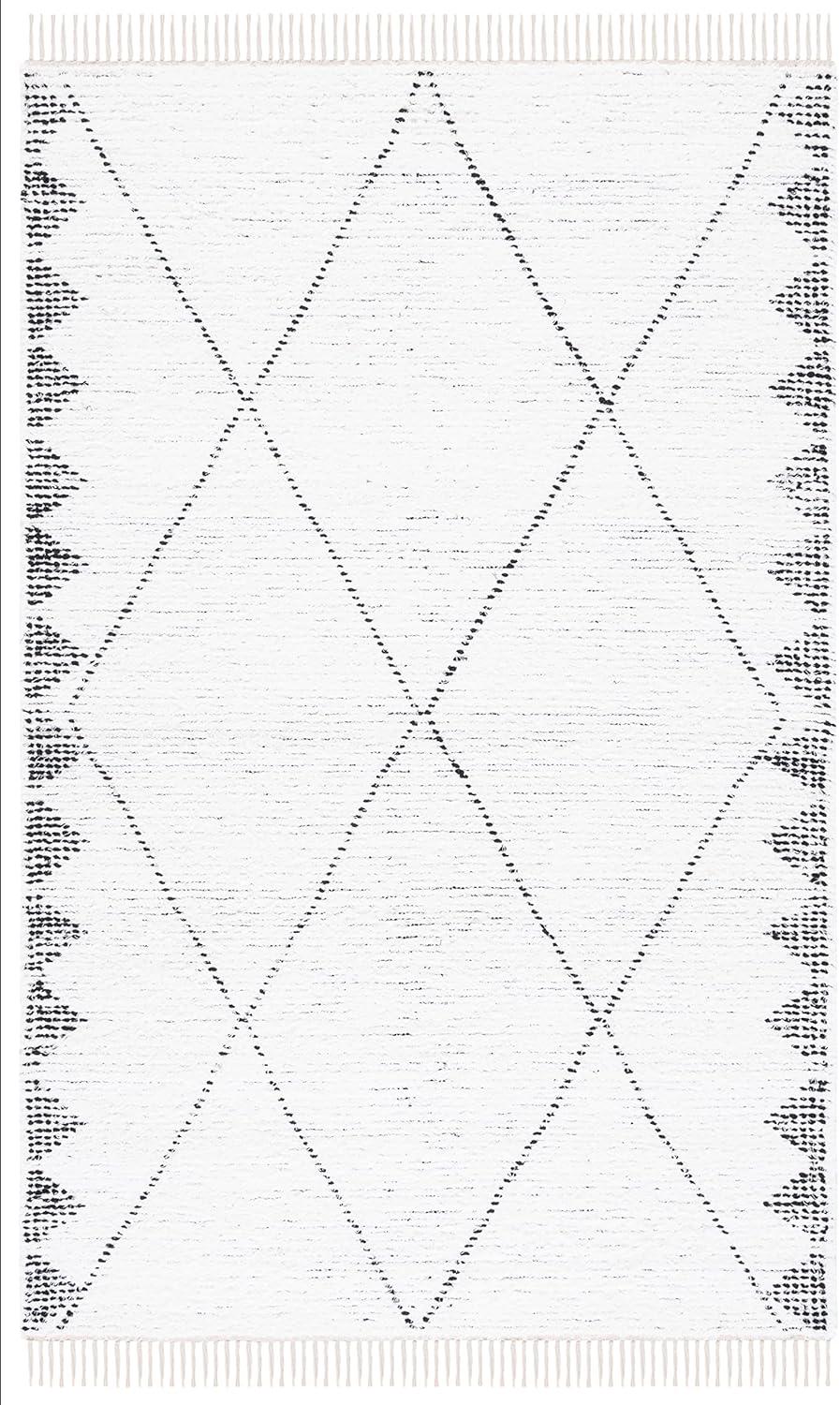 image:imageSAFAVIEH Casablanca Collection Area Rug 6 x 9 Ivory amp Black Handmade Moroccan Boho Cotton Fringe Ideal for High Traffic Areas in Living Room Bedroom CSB462AIvoryBlack