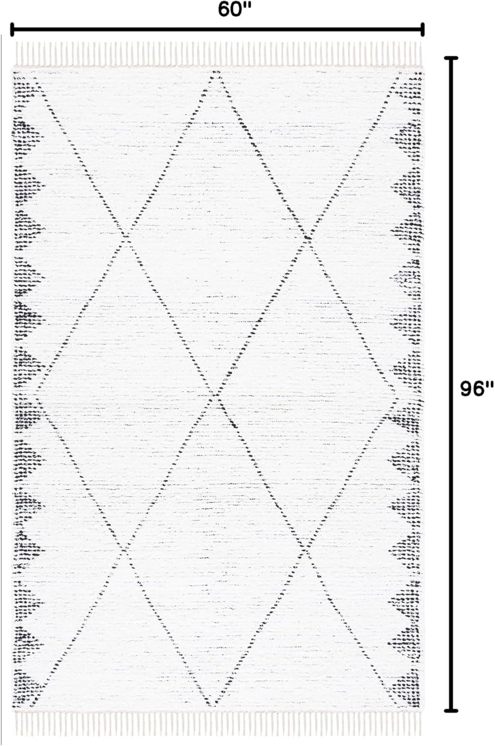 image:imageSAFAVIEH Casablanca Collection Area Rug 6 x 9 Ivory amp Black Handmade Moroccan Boho Cotton Fringe Ideal for High Traffic Areas in Living Room Bedroom CSB462AIvoryBlack