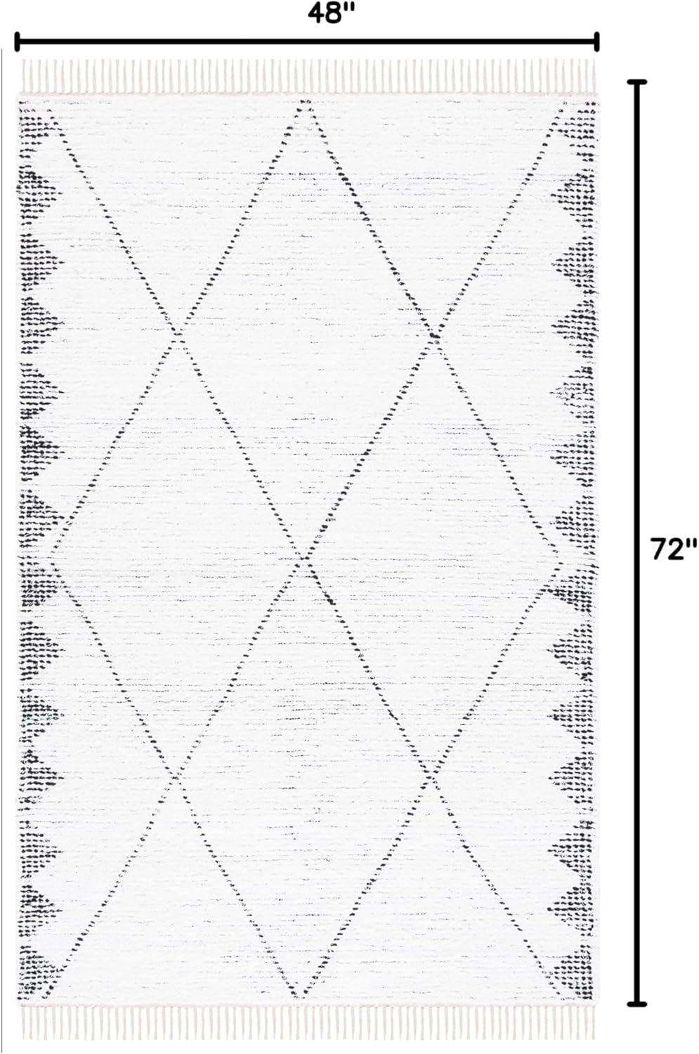 image:imageSAFAVIEH Casablanca Collection Area Rug 6 x 9 Ivory amp Black Handmade Moroccan Boho Cotton Fringe Ideal for High Traffic Areas in Living Room Bedroom CSB462AIvoryBlack