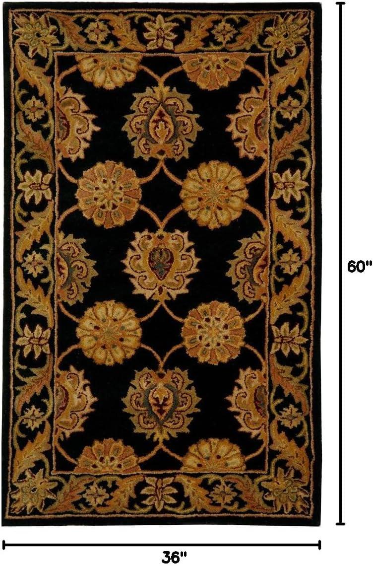 image:imageSAFAVIEH Heritage Collection 5 x 8 Black HG314A Handmade Traditional Oriental Premium Wool Area RugBlack