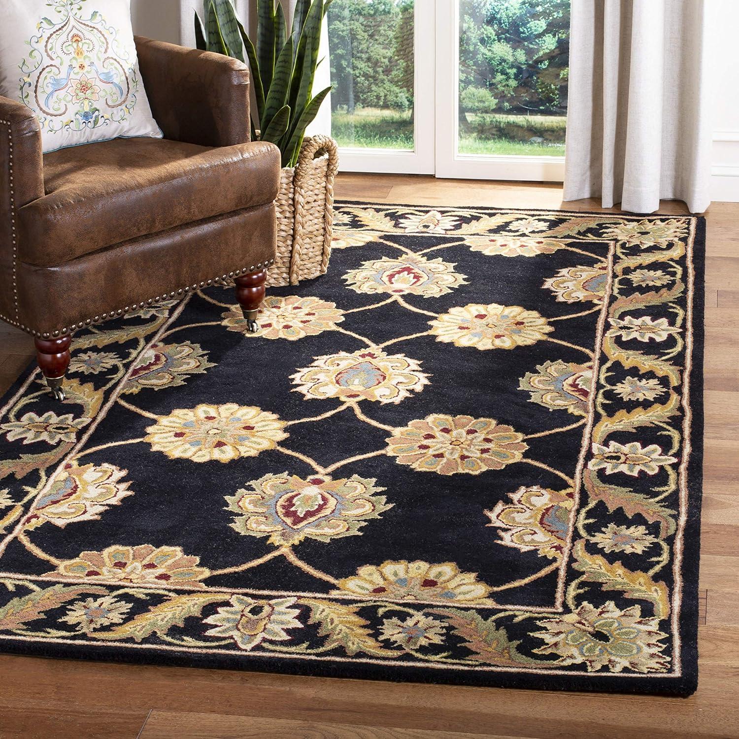 image:imageSAFAVIEH Heritage Collection 5 x 8 Black HG314A Handmade Traditional Oriental Premium Wool Area RugBlack