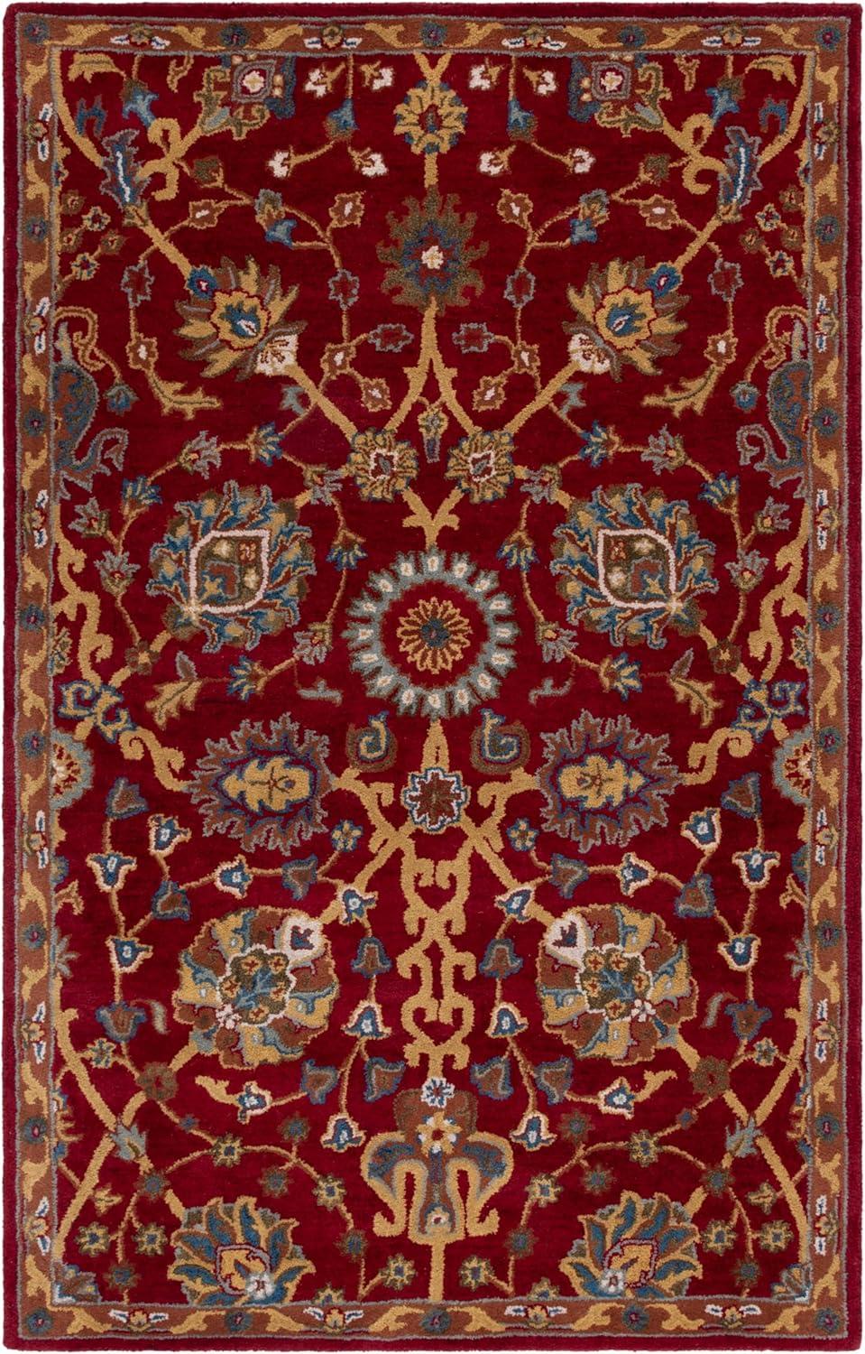image:imageSAFAVIEH Heritage Collection Area Rug 5 x 8 Red Handmade Traditional Oriental Wool Ideal for High Traffic Areas in Living Room Bedroom HG655ARed