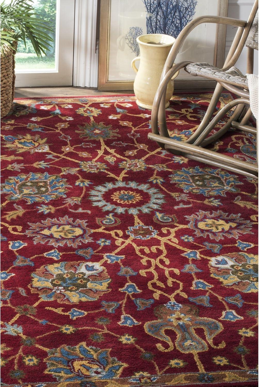image:imageSAFAVIEH Heritage Collection Area Rug 5 x 8 Red Handmade Traditional Oriental Wool Ideal for High Traffic Areas in Living Room Bedroom HG655ARed