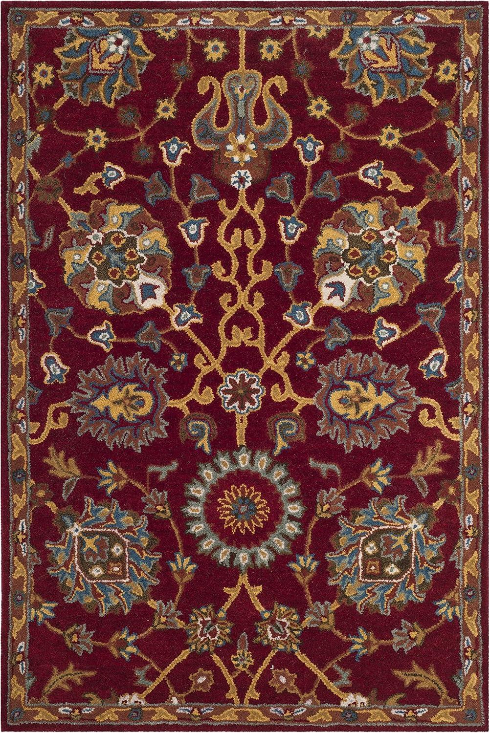 image:imageSAFAVIEH Heritage Collection Area Rug 5 x 8 Red Handmade Traditional Oriental Wool Ideal for High Traffic Areas in Living Room Bedroom HG655ARed