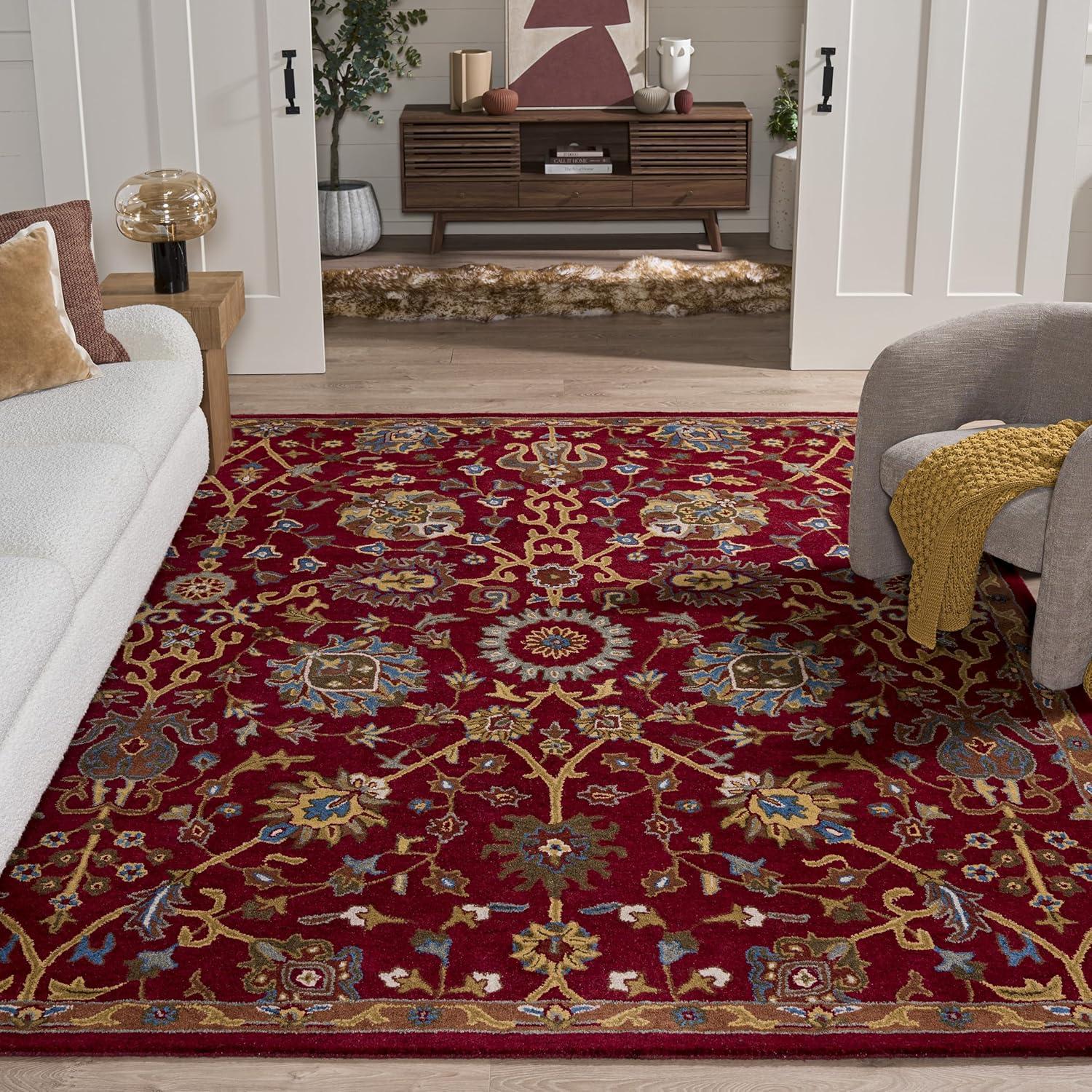 image:imageSAFAVIEH Heritage Collection Area Rug 5 x 8 Red Handmade Traditional Oriental Wool Ideal for High Traffic Areas in Living Room Bedroom HG655ARed