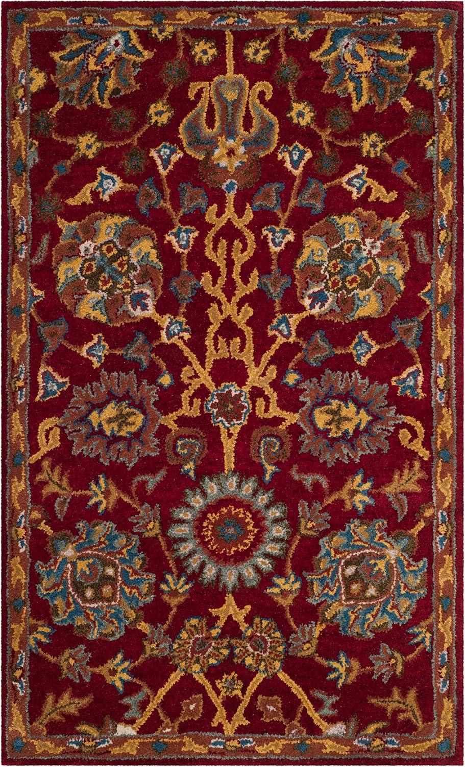 image:imageSAFAVIEH Heritage Collection Area Rug 5 x 8 Red Handmade Traditional Oriental Wool Ideal for High Traffic Areas in Living Room Bedroom HG655ARed