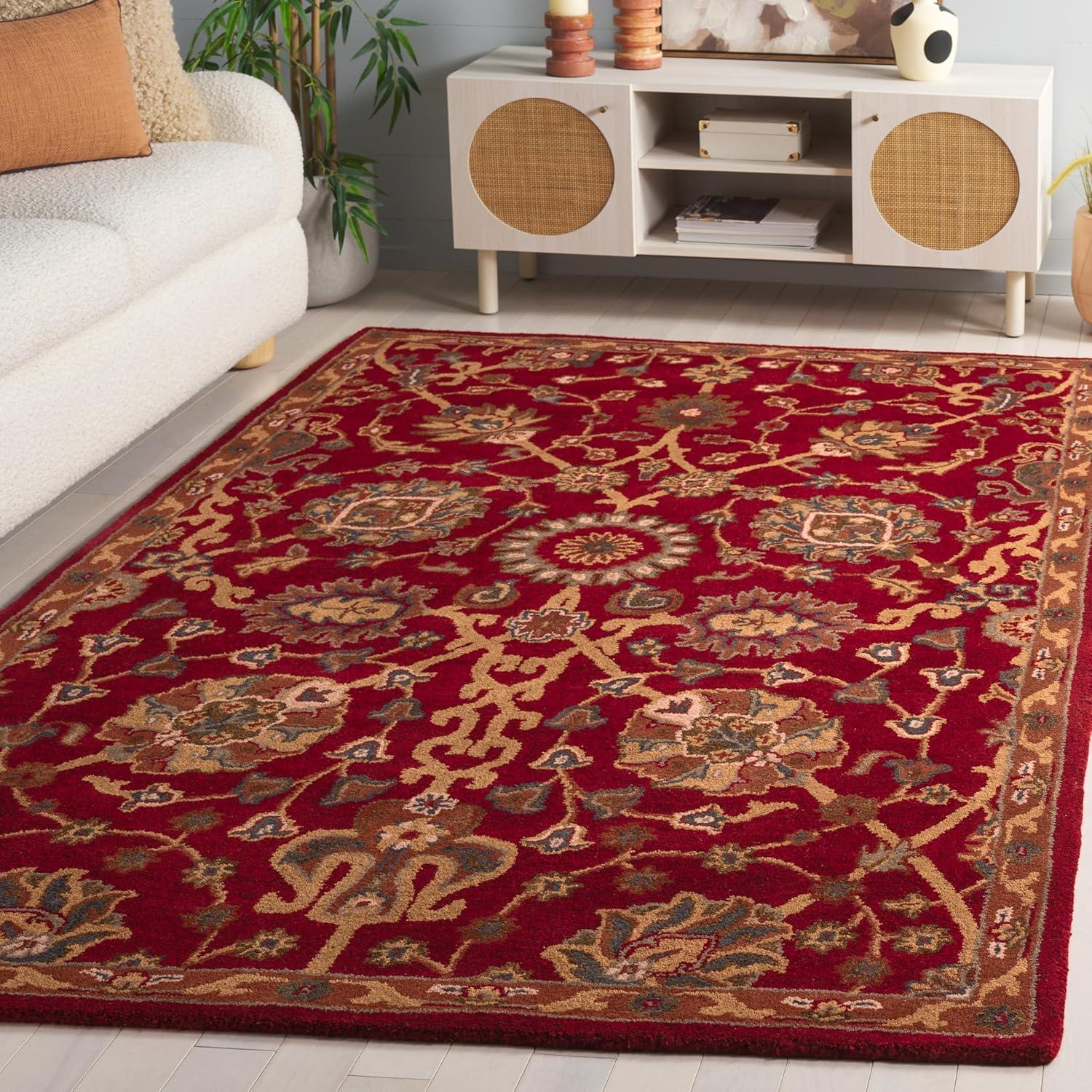 image:imageSAFAVIEH Heritage Collection Area Rug 5 x 8 Red Handmade Traditional Oriental Wool Ideal for High Traffic Areas in Living Room Bedroom HG655ARed
