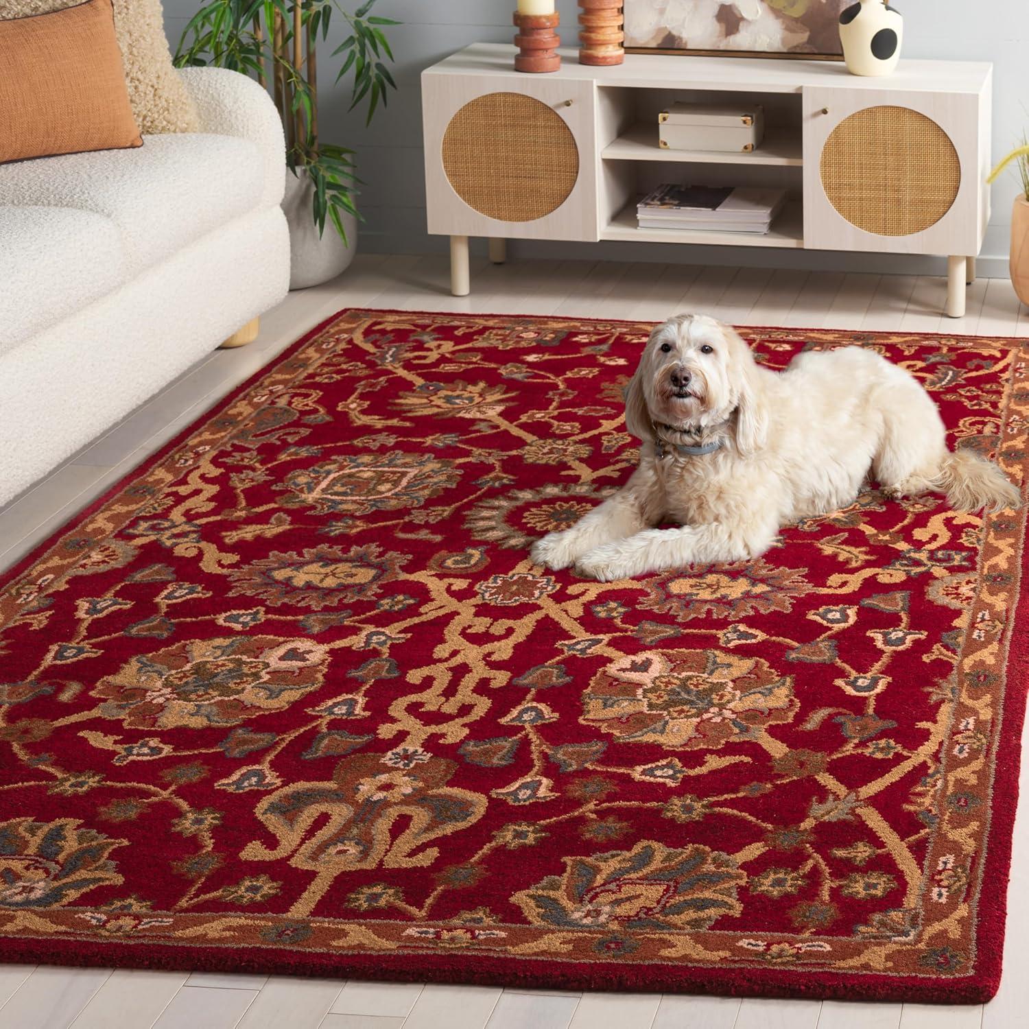 image:imageSAFAVIEH Heritage Collection Area Rug 5 x 8 Red Handmade Traditional Oriental Wool Ideal for High Traffic Areas in Living Room Bedroom HG655ARed