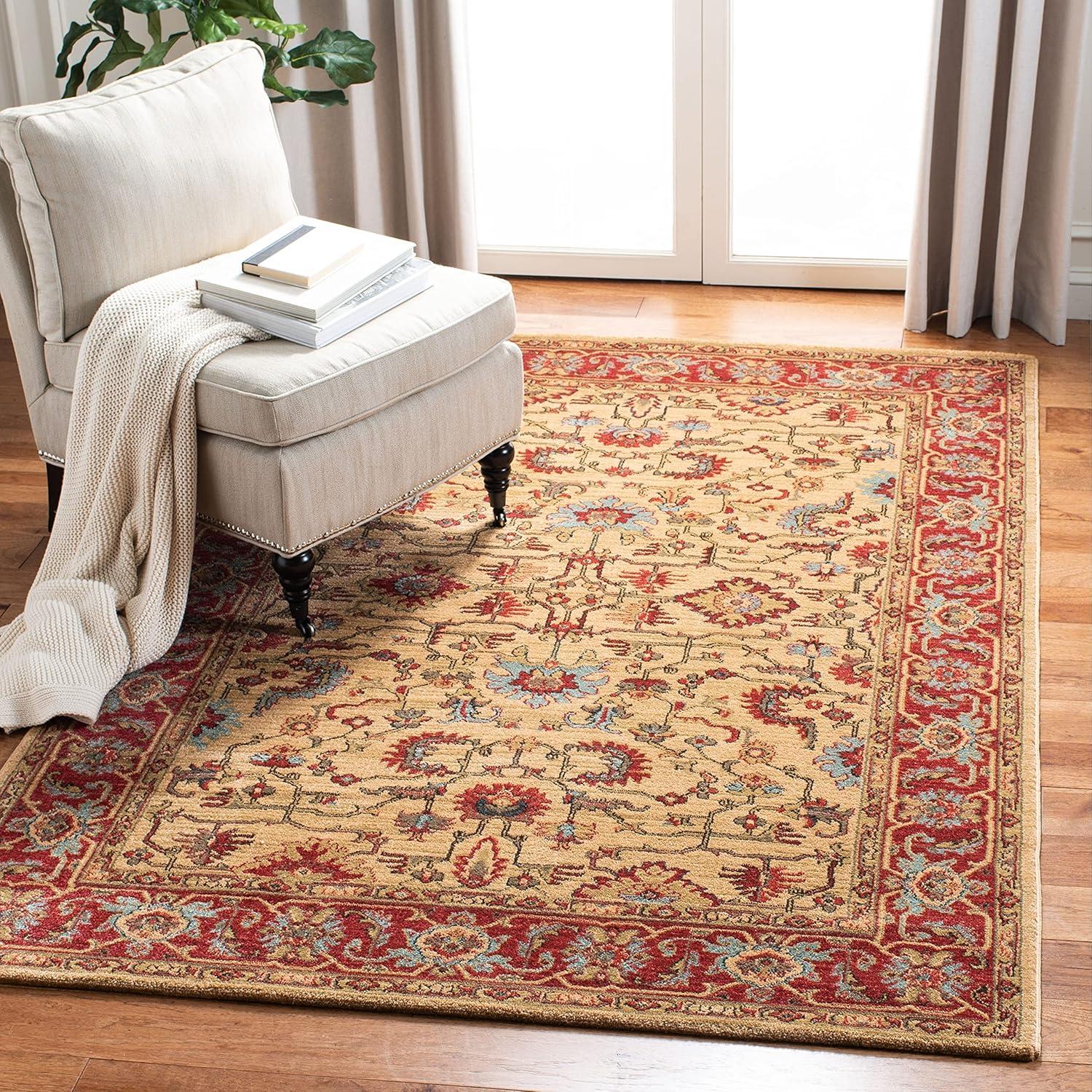 image:imageSAFAVIEH Mahal Collection 9 x 12 Beige Red MAH693B Traditional Oriental NonShedding Living Room Bedroom Dining Home Office Area RugRedNavy