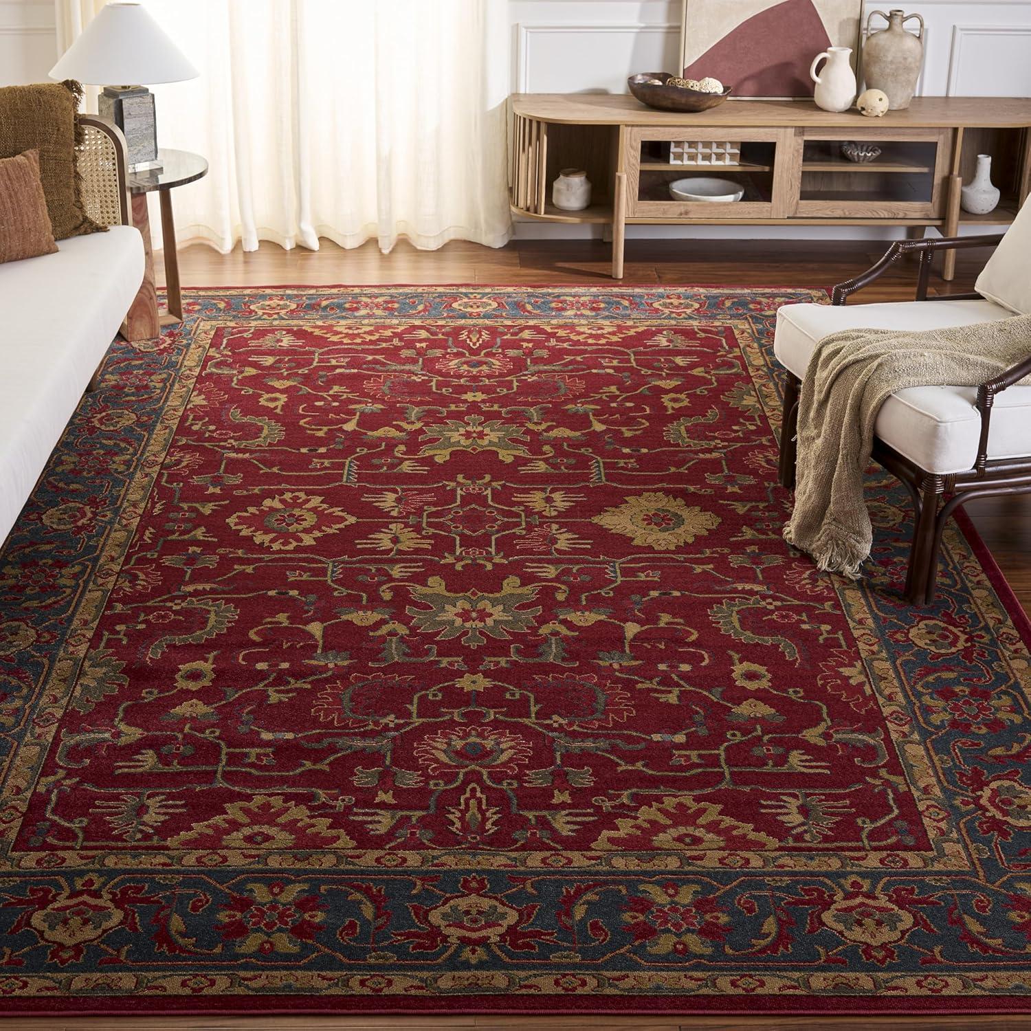image:imageSAFAVIEH Mahal Collection 9 x 12 Beige Red MAH693B Traditional Oriental NonShedding Living Room Bedroom Dining Home Office Area RugRedNavy
