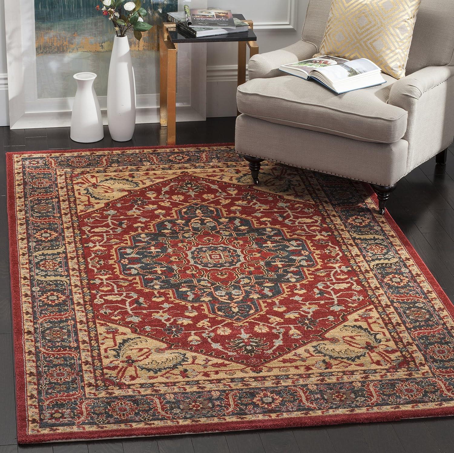 image:imageSAFAVIEH Mahal Collection 9 x 12 Navy Red MAH621C Traditional Oriental NonShedding Living Room Bedroom Dining Home Office Area RugNavyRed