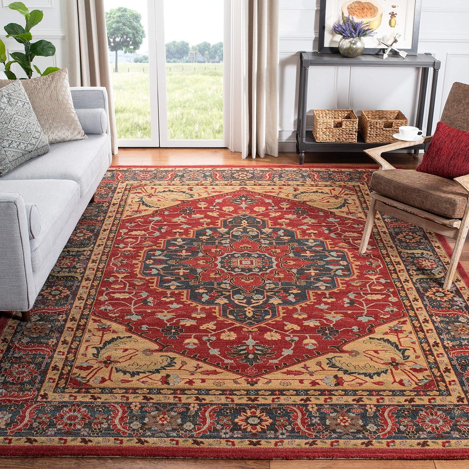 image:imageSAFAVIEH Mahal Collection 9 x 12 Navy Red MAH621C Traditional Oriental NonShedding Living Room Bedroom Dining Home Office Area RugNavyRed