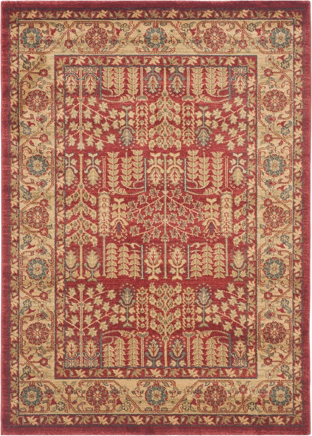 image:imageSAFAVIEH Mahal Collection Area Rug 51 x 77 Red amp Natural Traditional Oriental Design NonShedding amp Easy Care Ideal for High Traffic Areas in Living Room Bedroom MAH697ARedNatural