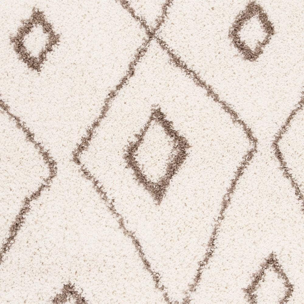 image:imageSAFAVIEH Moroccan Fringe Shag Collection Area Rug 53 x 76 Ivory amp Grey Boho Tribal Design NonShedding amp Easy Care 2inch Thick Ideal for High Traffic Areas in Living Room Bedroom MFG333AIvoryBeige