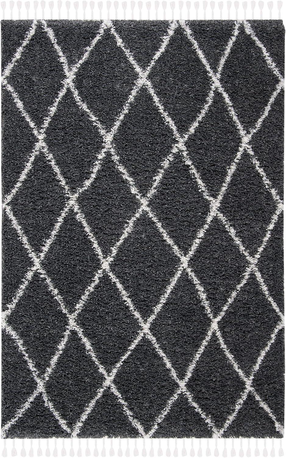 image:imageSAFAVIEH Moroccan Tassel Shag Collection Area Rug 53 x 76 Grey amp Ivory Boho Design NonShedding amp Easy Care 15inch Thick Ideal for High Traffic Areas in Living Room Bedroom MTS359FGreyIvory