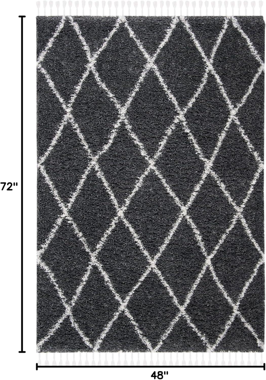 image:imageSAFAVIEH Moroccan Tassel Shag Collection Area Rug 53 x 76 Grey amp Ivory Boho Design NonShedding amp Easy Care 15inch Thick Ideal for High Traffic Areas in Living Room Bedroom MTS359FGreyIvory