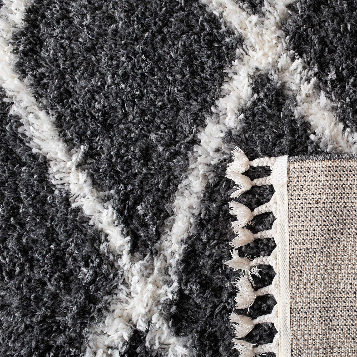 image:imageSAFAVIEH Moroccan Tassel Shag Collection Area Rug 53 x 76 Grey amp Ivory Boho Design NonShedding amp Easy Care 15inch Thick Ideal for High Traffic Areas in Living Room Bedroom MTS359FGreyIvory