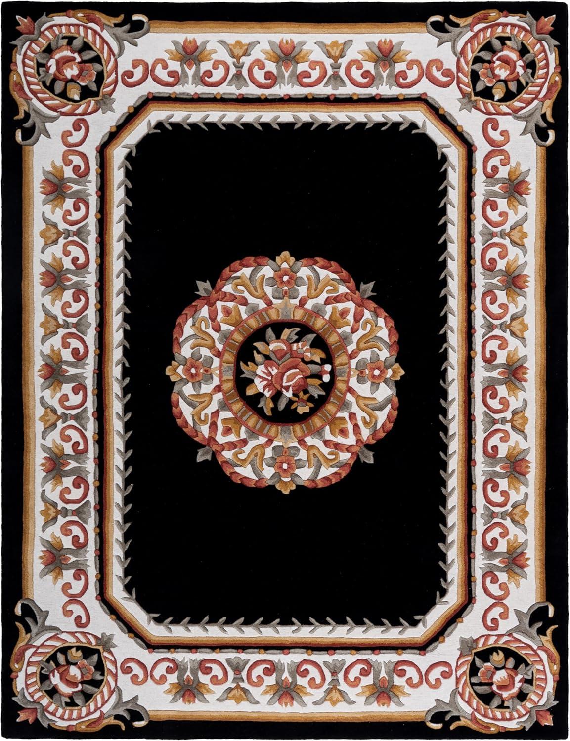 image:imageSAFAVIEH Naples Collection Area Rug 8 x 10 Light Blue amp Ivory Handmade Wool Oriental Pattern Ideal for Living Room Bedroom Dining Space Home Office NA901J8BlackIvory