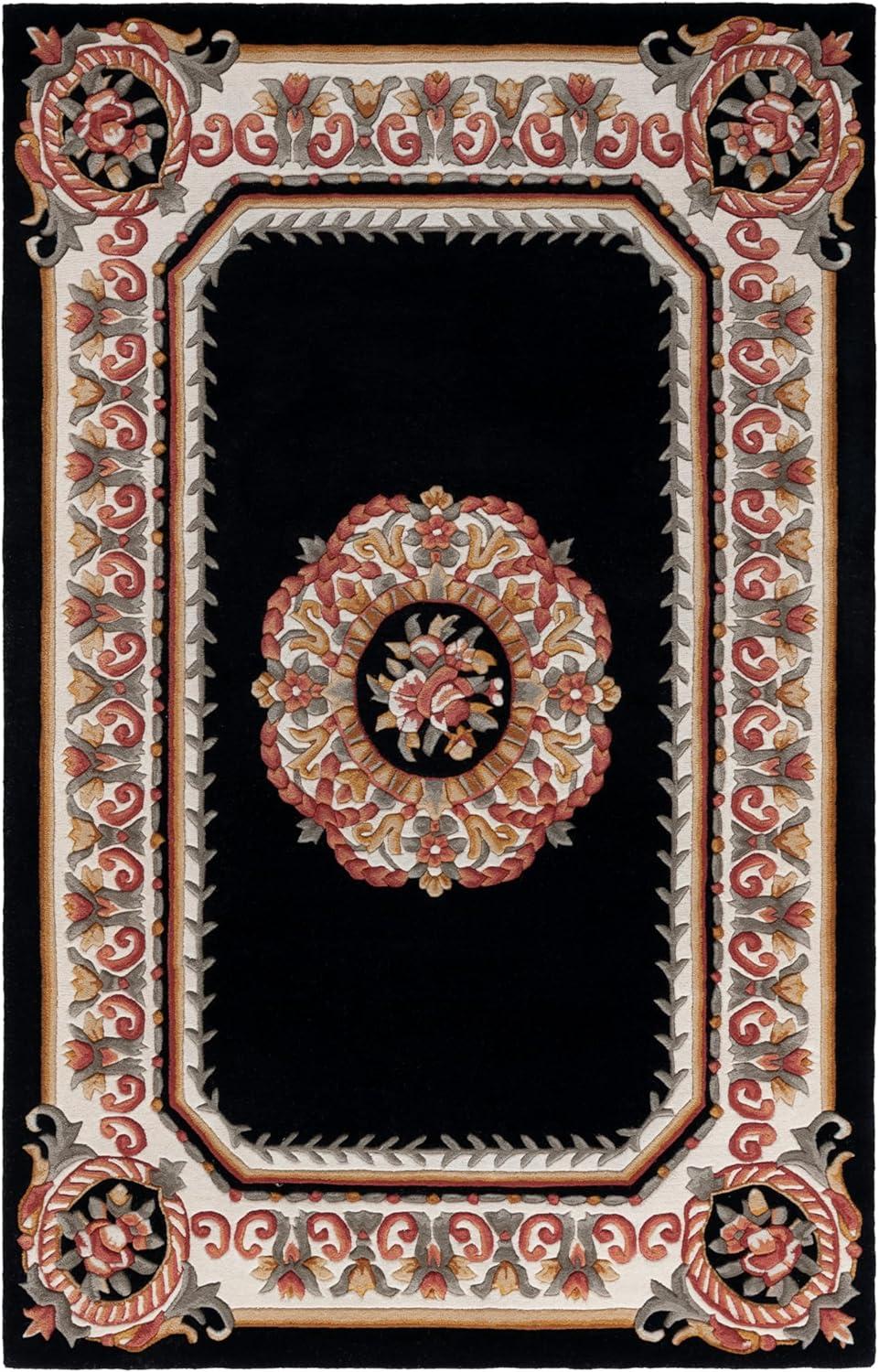 image:imageSAFAVIEH Naples Collection Area Rug 8 x 10 Light Blue amp Ivory Handmade Wool Oriental Pattern Ideal for Living Room Bedroom Dining Space Home Office NA901J8BlackIvory