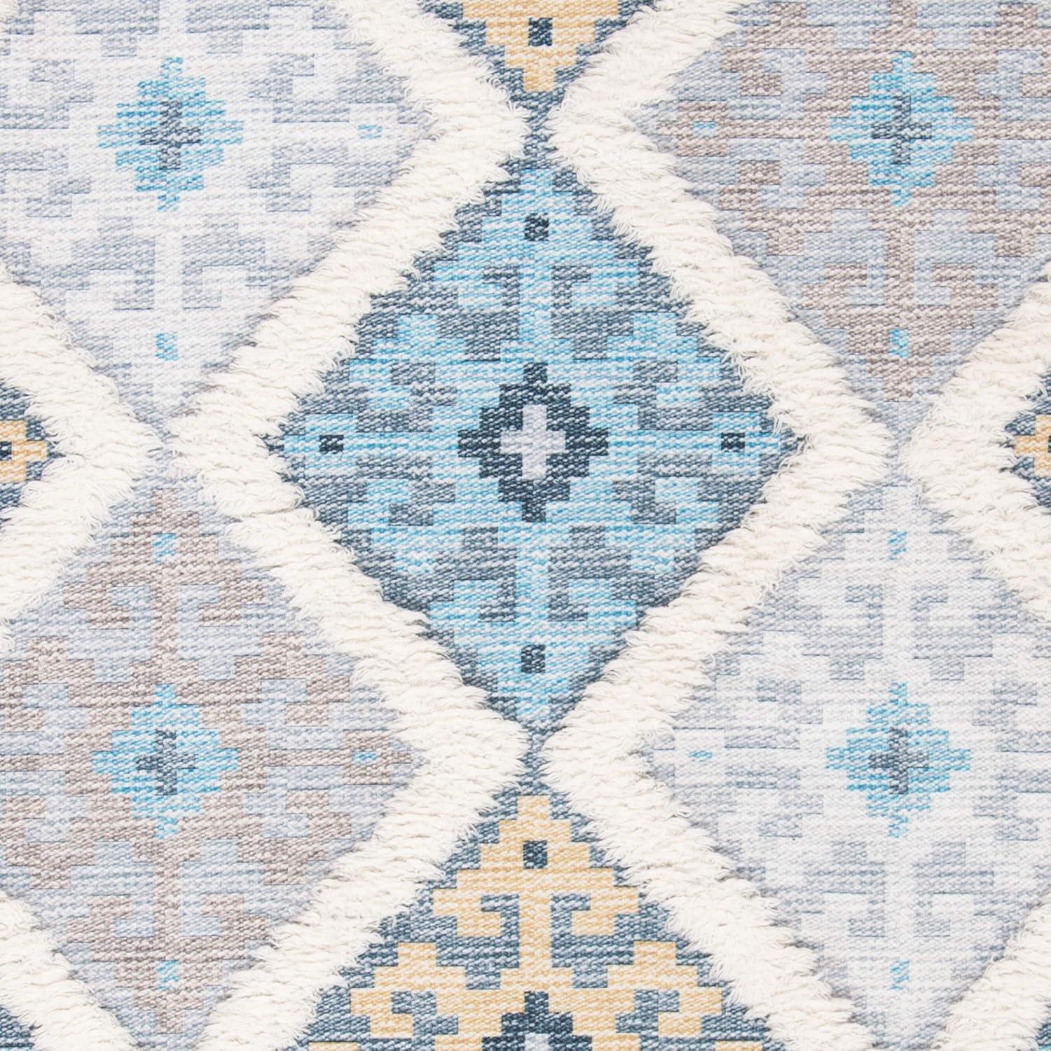 image:imageSAFAVIEH Saffron Collection 4 x 6 Ivory Turquoise SFN104A Handmade Moroccan Boho Tassel Wool Area RugIvoryTurquoise
