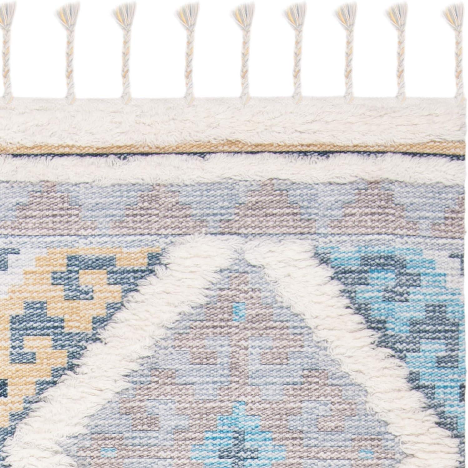 image:imageSAFAVIEH Saffron Collection 4 x 6 Ivory Turquoise SFN104A Handmade Moroccan Boho Tassel Wool Area RugIvoryTurquoise