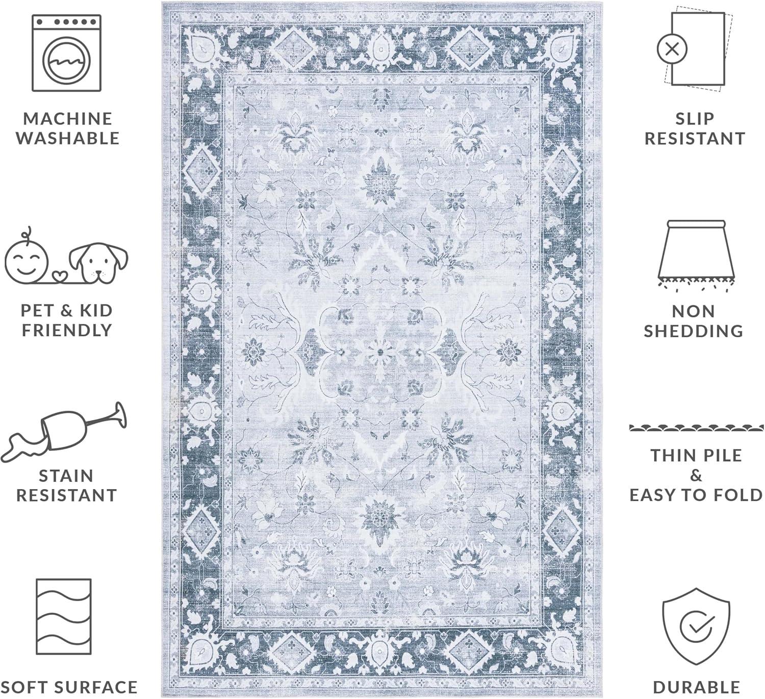 image:imageSAFAVIEH Washable Rug Arizona Collection 8 x 10 Light Grey amp Grey Green Slip Resistant amp Easy to Clean Ideal for Living Room Bedroom Home Office Dining Space ARZ118FLight GreyGrey Green