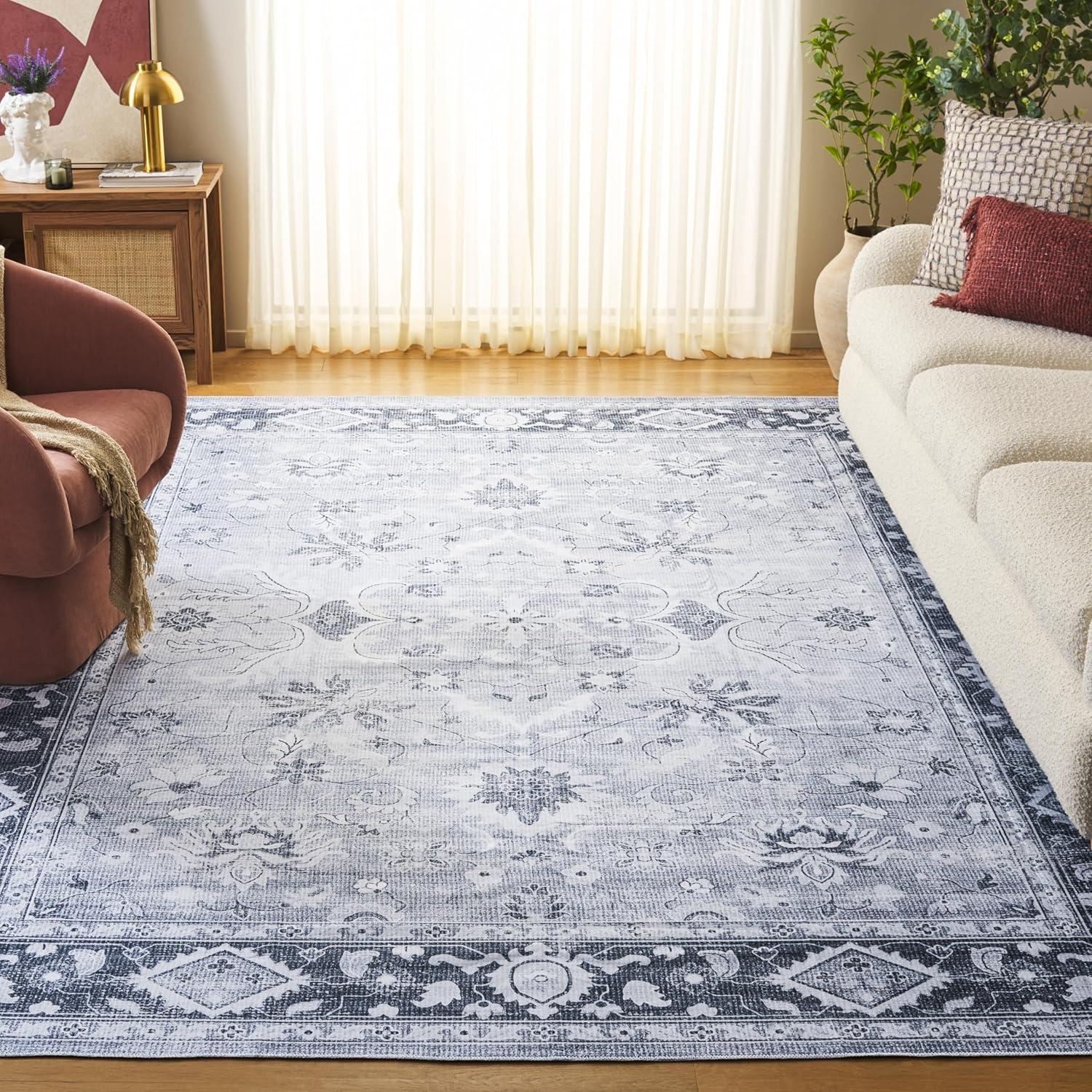 image:imageSAFAVIEH Washable Rug Arizona Collection 8 x 10 Light Grey amp Grey Green Slip Resistant amp Easy to Clean Ideal for Living Room Bedroom Home Office Dining Space ARZ118FLight GreyGrey Green