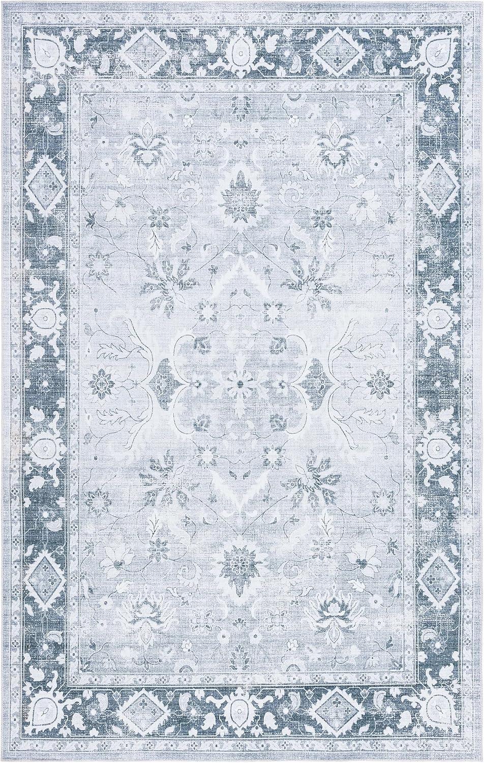 image:imageSAFAVIEH Washable Rug Arizona Collection 8 x 10 Light Grey amp Grey Green Slip Resistant amp Easy to Clean Ideal for Living Room Bedroom Home Office Dining Space ARZ118FLight GreyGrey Green
