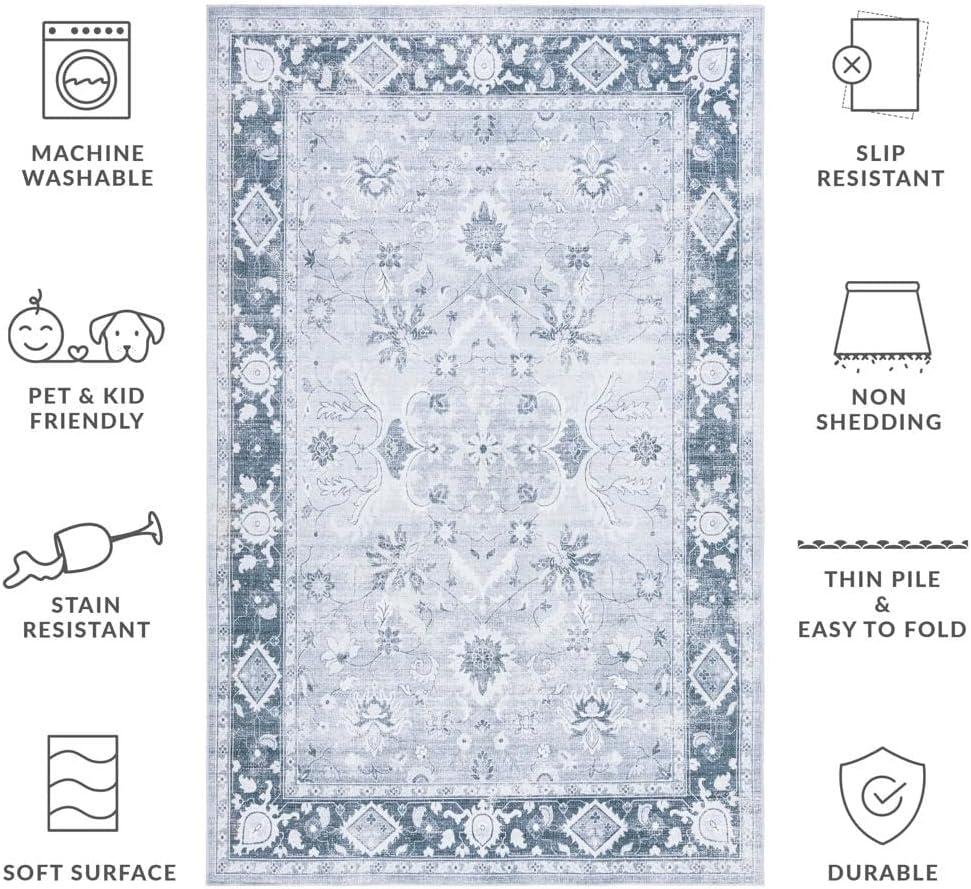 image:imageSAFAVIEH Washable Rug Arizona Collection 8 x 10 Light Grey amp Grey Green Slip Resistant amp Easy to Clean Ideal for Living Room Bedroom Home Office Dining Space ARZ118FLight GreyGrey Green