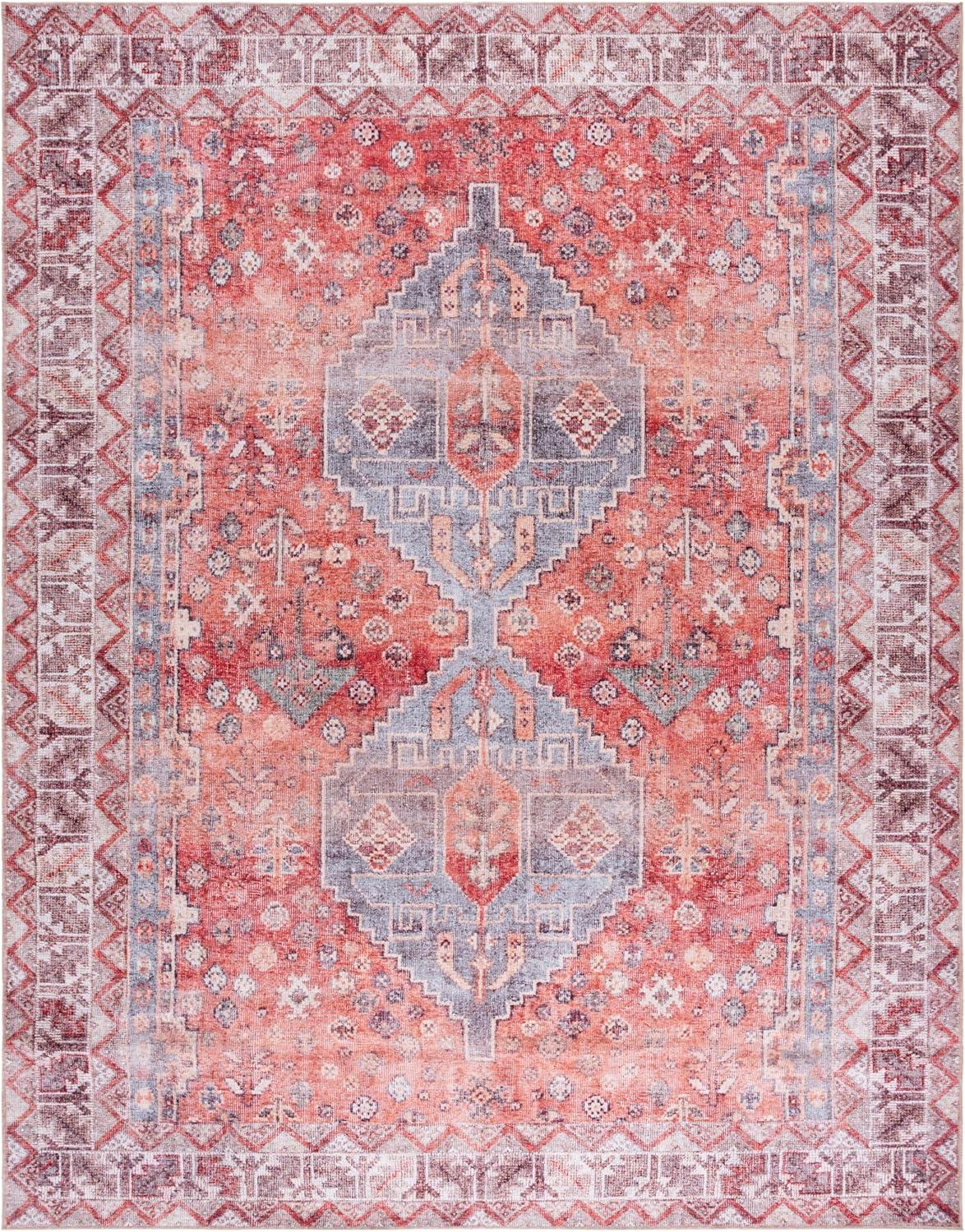 image:imageSAFAVIEH Washable Rug Vintage Serapi Collection 8 x 10 Red amp Blue Slip Resistant amp Easy to Clean Ideal for Living Room Bedroom Home Office Dining Space VSP602QRedBlue