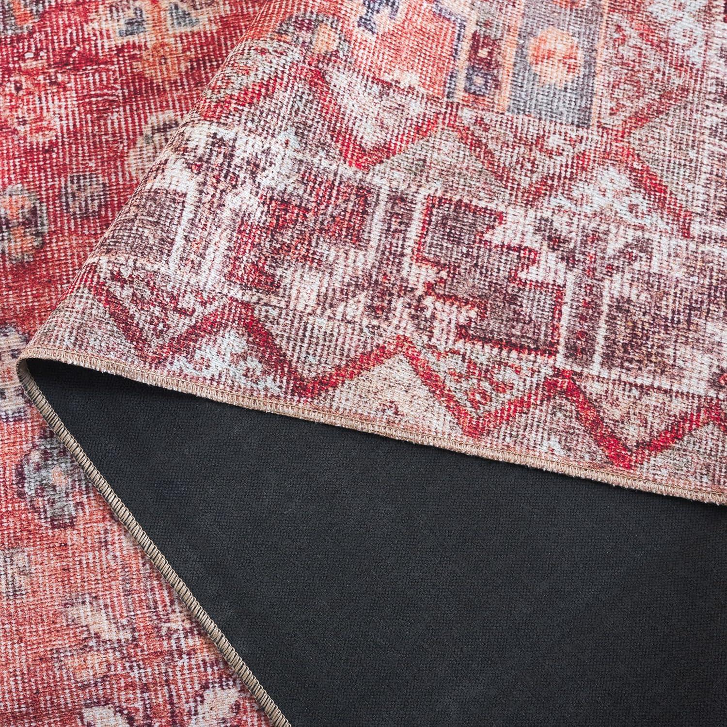 image:imageSAFAVIEH Washable Rug Vintage Serapi Collection 8 x 10 Red amp Blue Slip Resistant amp Easy to Clean Ideal for Living Room Bedroom Home Office Dining Space VSP602QRedBlue