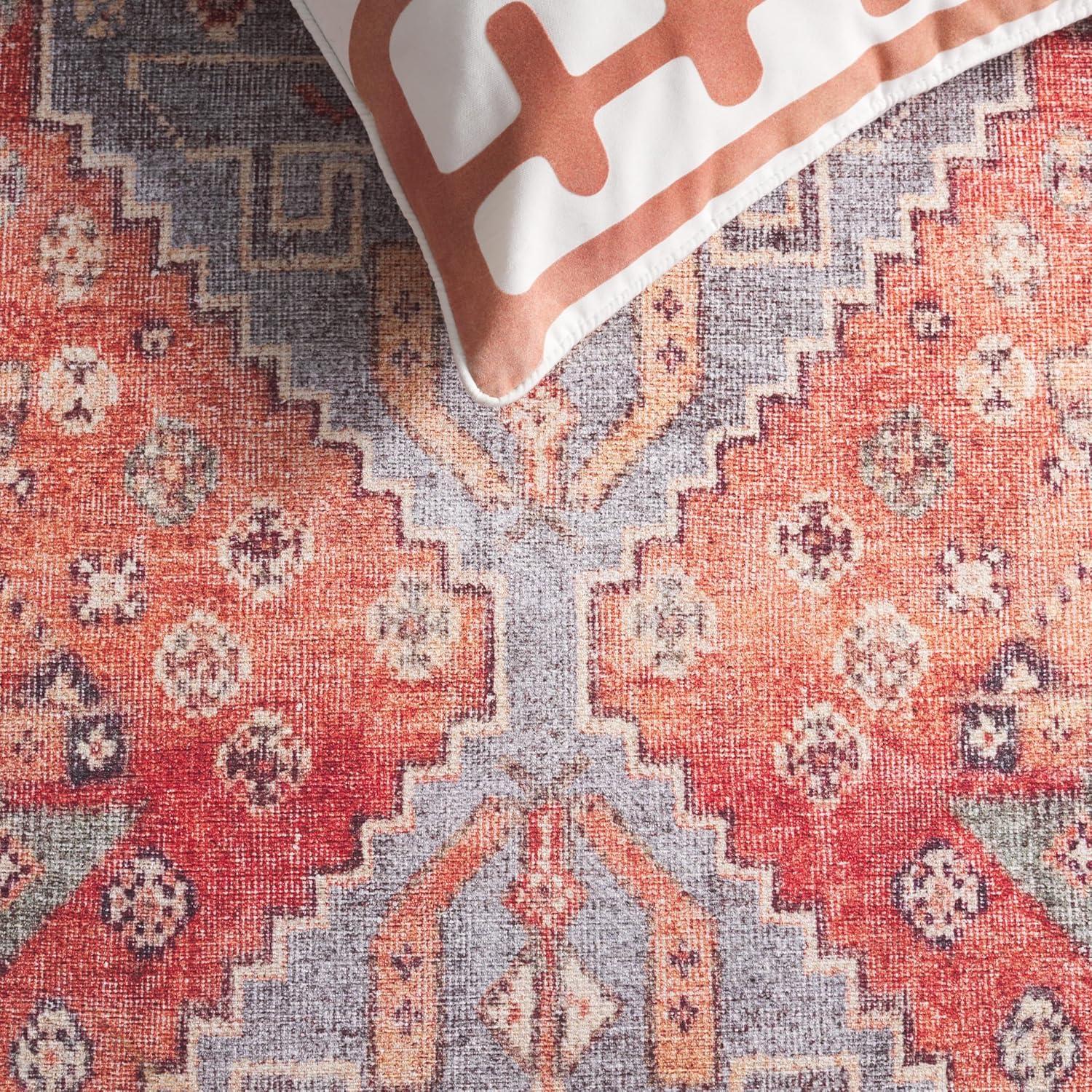 image:imageSAFAVIEH Washable Rug Vintage Serapi Collection 8 x 10 Red amp Blue Slip Resistant amp Easy to Clean Ideal for Living Room Bedroom Home Office Dining Space VSP602QRedBlue