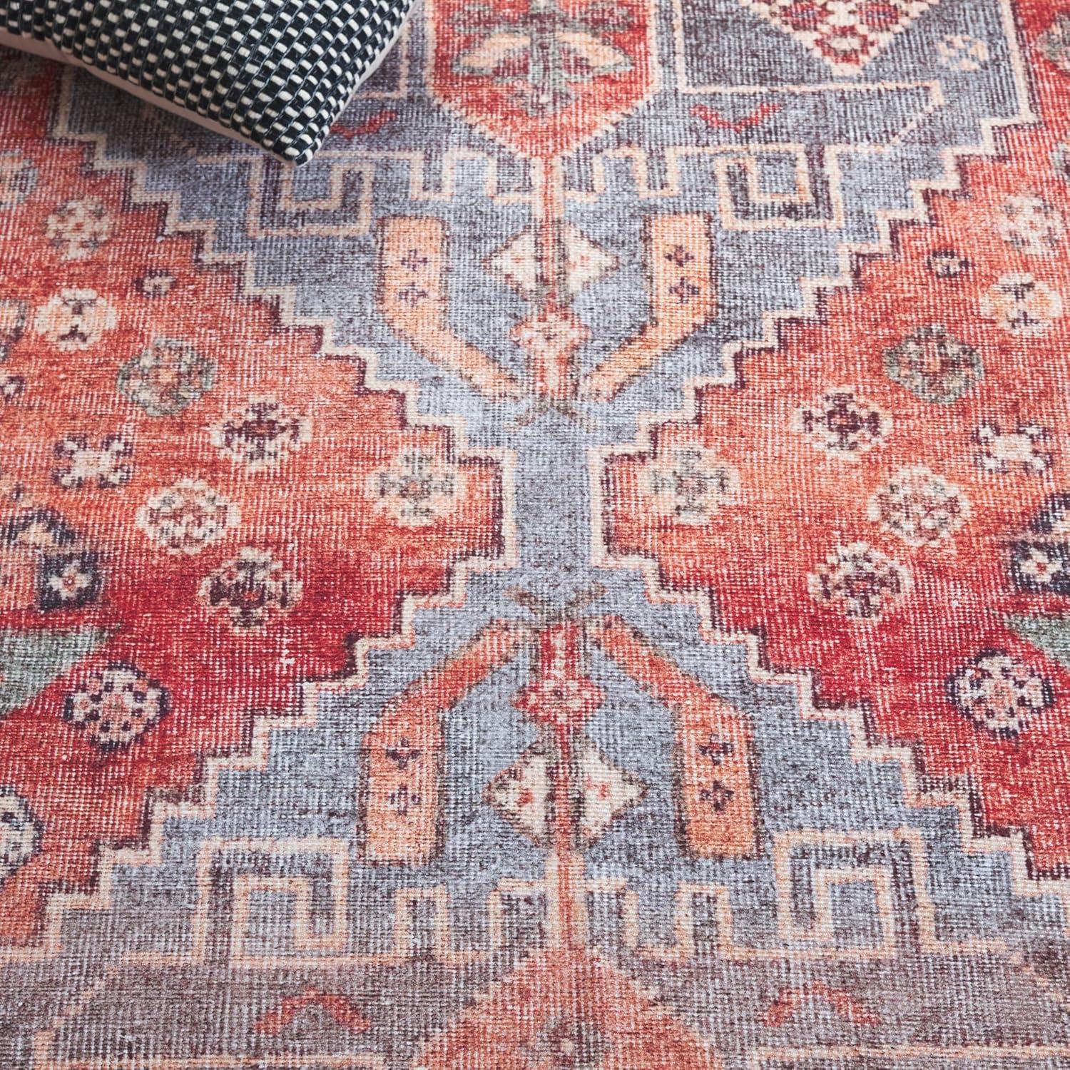 image:imageSAFAVIEH Washable Rug Vintage Serapi Collection 8 x 10 Red amp Blue Slip Resistant amp Easy to Clean Ideal for Living Room Bedroom Home Office Dining Space VSP602QRedBlue