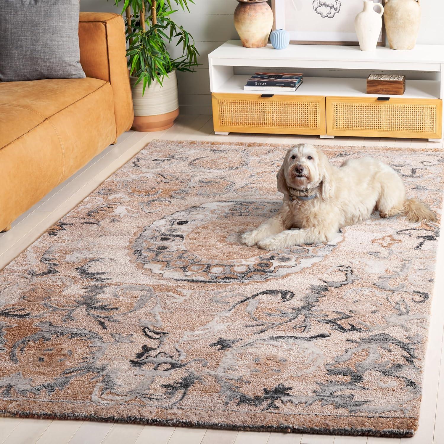 image:imageSafavieh Area Rug 8x10 Anatolia Collection Large Light Brown amp Grey Handmade Ideal for Living Room Bedroom Office Dining Space AN404TLight BrownGrey