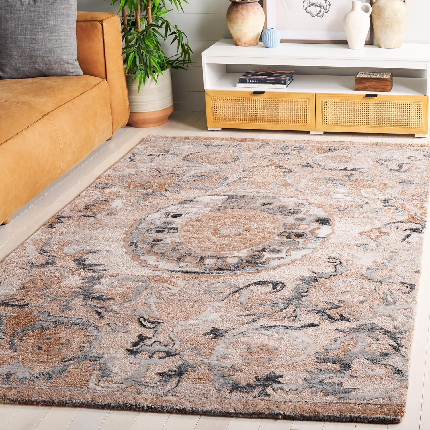 image:imageSafavieh Area Rug 8x10 Anatolia Collection Large Light Brown amp Grey Handmade Ideal for Living Room Bedroom Office Dining Space AN404TLight BrownGrey