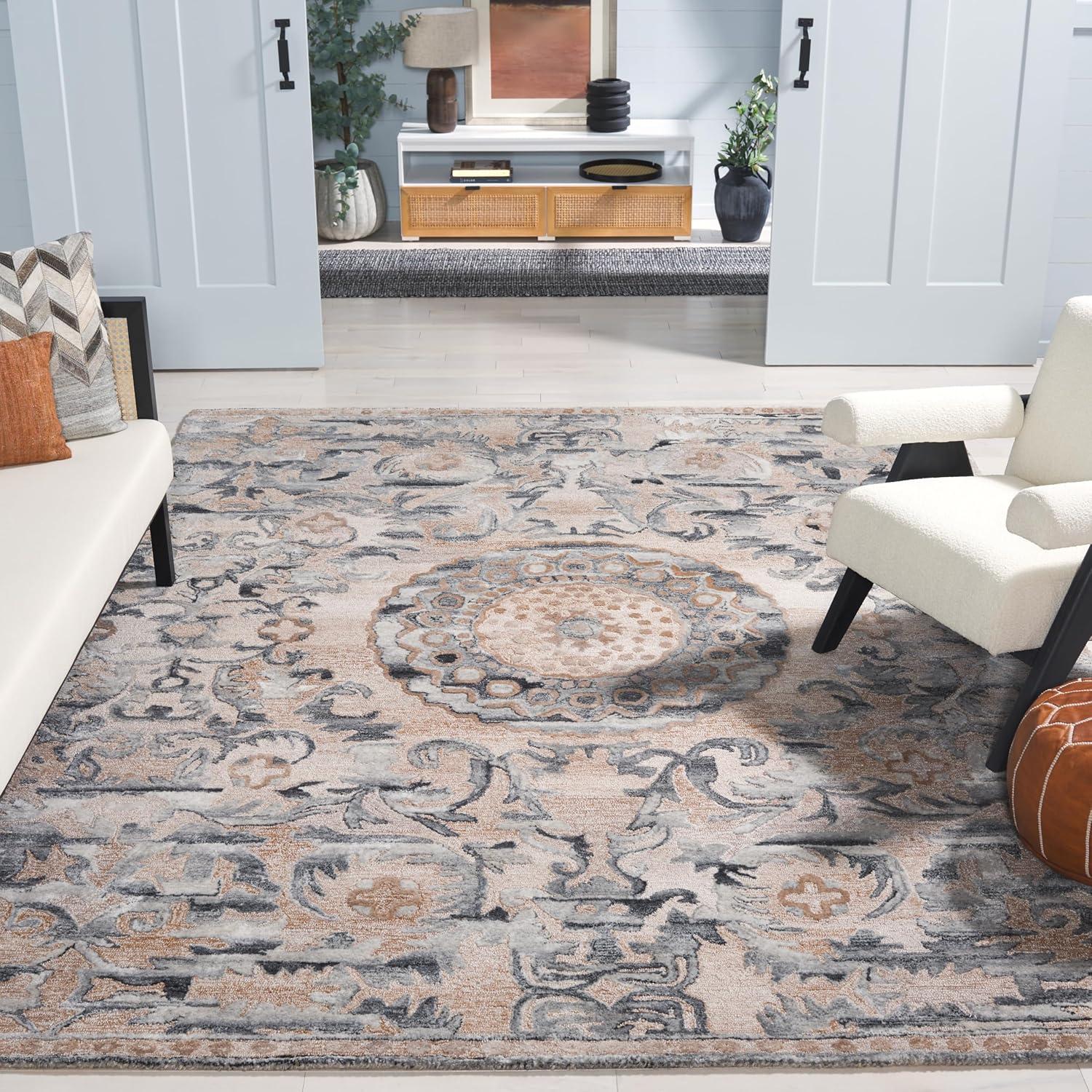 image:imageSafavieh Area Rug 8x10 Anatolia Collection Large Light Brown amp Grey Handmade Ideal for Living Room Bedroom Office Dining Space AN404TLight BrownGrey
