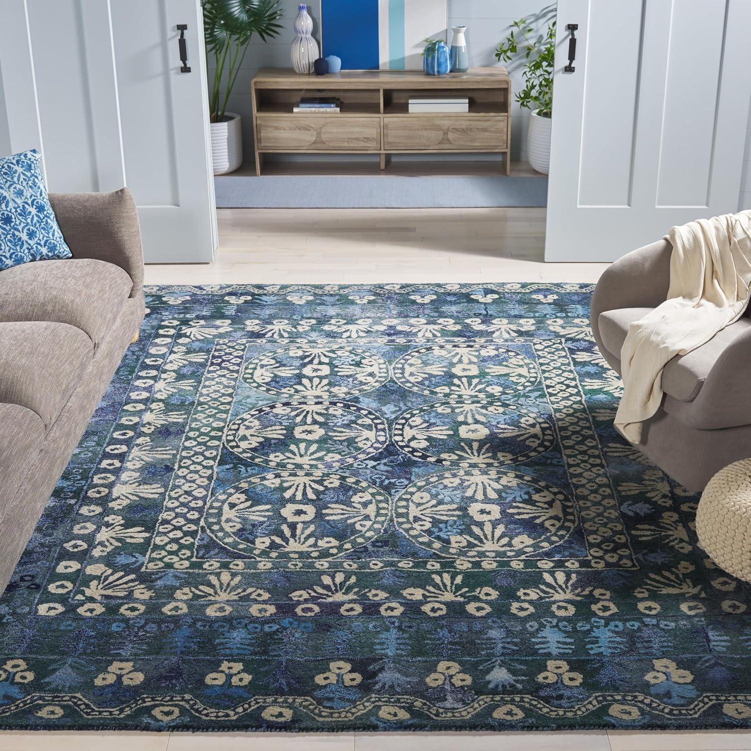 image:imageSafavieh Area Rug 8x10 Anatolia Collection Large Navy amp Beige Handmade Bohemian Design Ideal for Living Room Bedroom Office Dining Space AN410NNavyBeige
