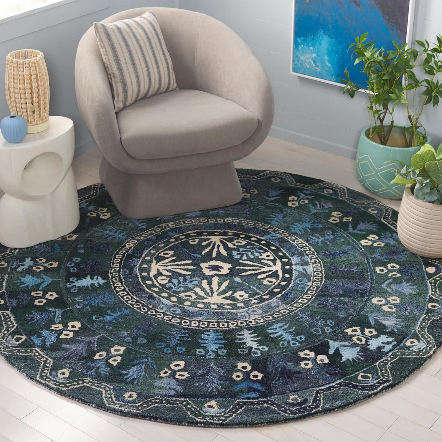 image:imageSafavieh Area Rug 8x10 Anatolia Collection Large Navy amp Beige Handmade Bohemian Design Ideal for Living Room Bedroom Office Dining Space AN410NNavyBeige