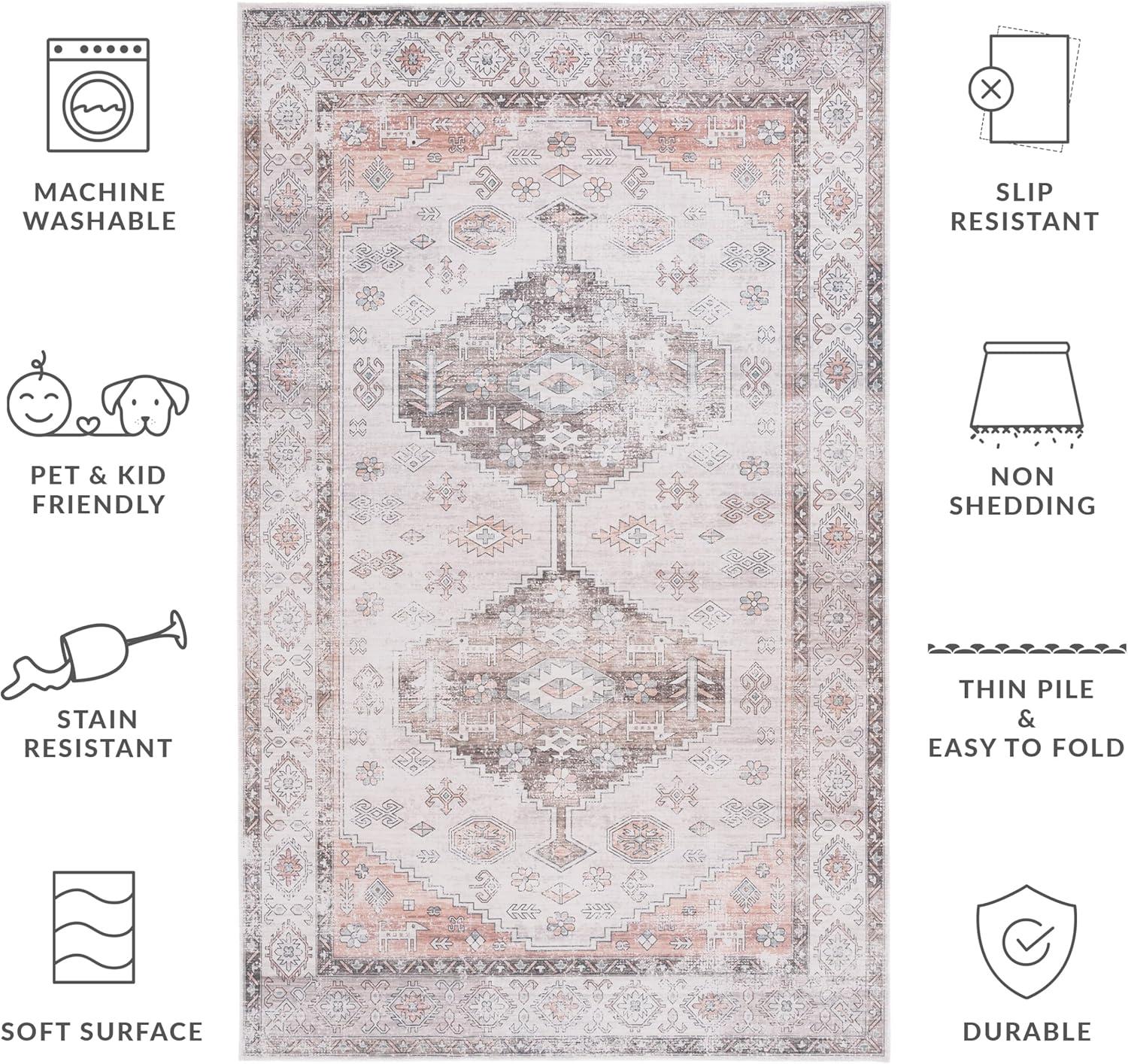 image:imageSafavieh Washable Rug Arizona Collection 8 x 10 Beige amp Taupe Slip Resistant amp Easy to Clean Ideal for Living Room Bedroom Home Office Dining Space ARZ132BBeigeTaupe