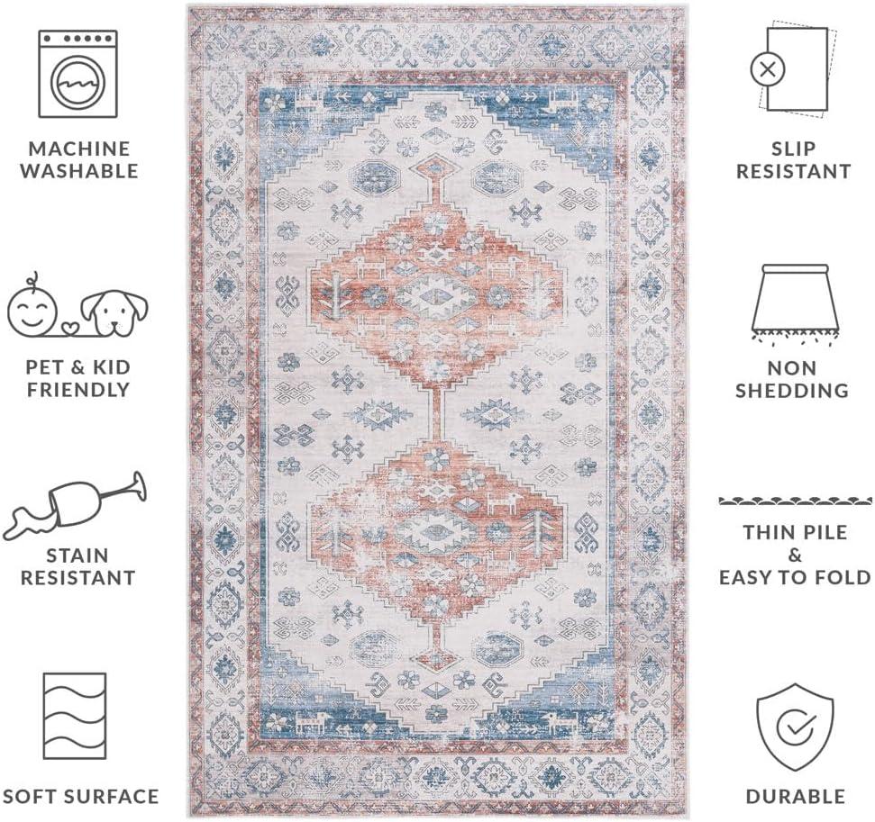 image:imageSafavieh Washable Rug Arizona Collection 8 x 10 Beige amp Taupe Slip Resistant amp Easy to Clean Ideal for Living Room Bedroom Home Office Dining Space ARZ132BRustBeige