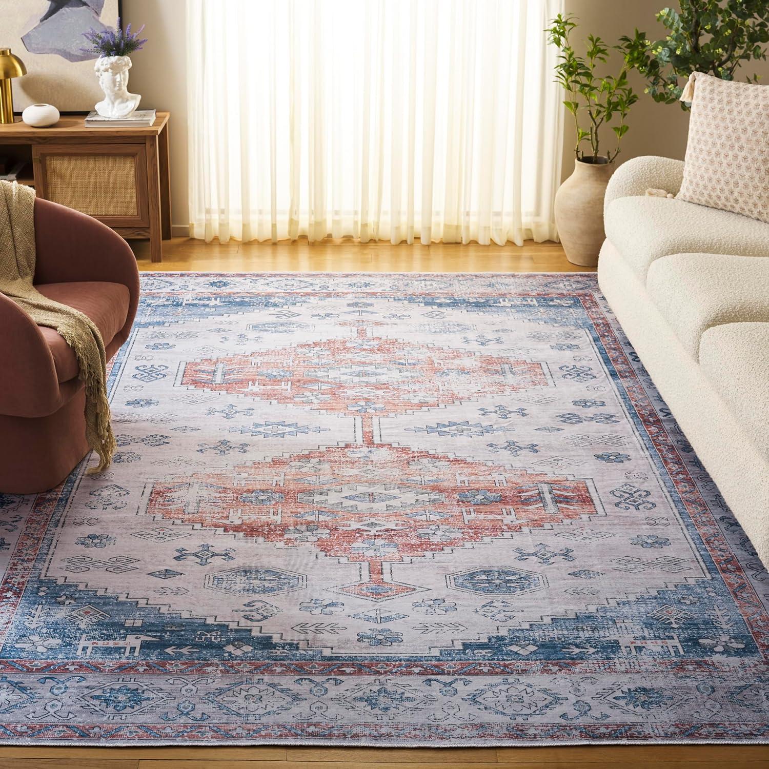 image:imageSafavieh Washable Rug Arizona Collection 8 x 10 Beige amp Taupe Slip Resistant amp Easy to Clean Ideal for Living Room Bedroom Home Office Dining Space ARZ132BRustBeige