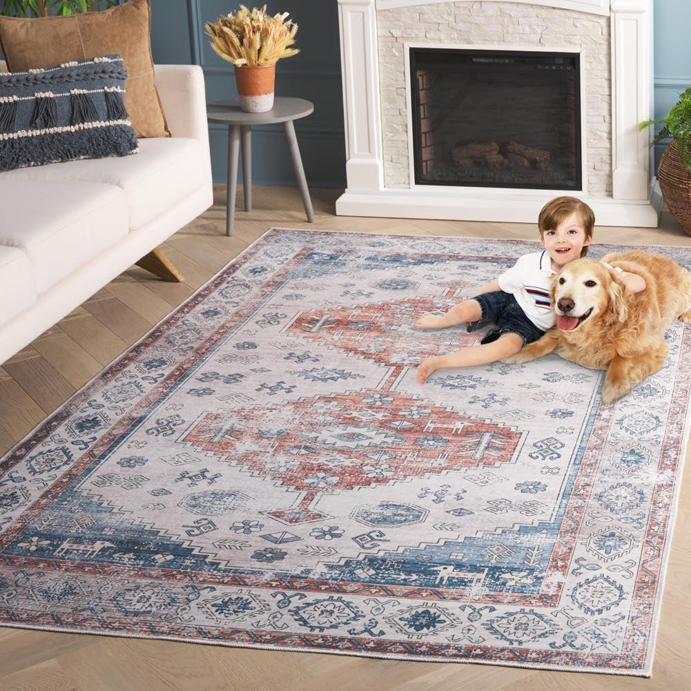 image:imageSafavieh Washable Rug Arizona Collection 8 x 10 Beige amp Taupe Slip Resistant amp Easy to Clean Ideal for Living Room Bedroom Home Office Dining Space ARZ132BRustBeige