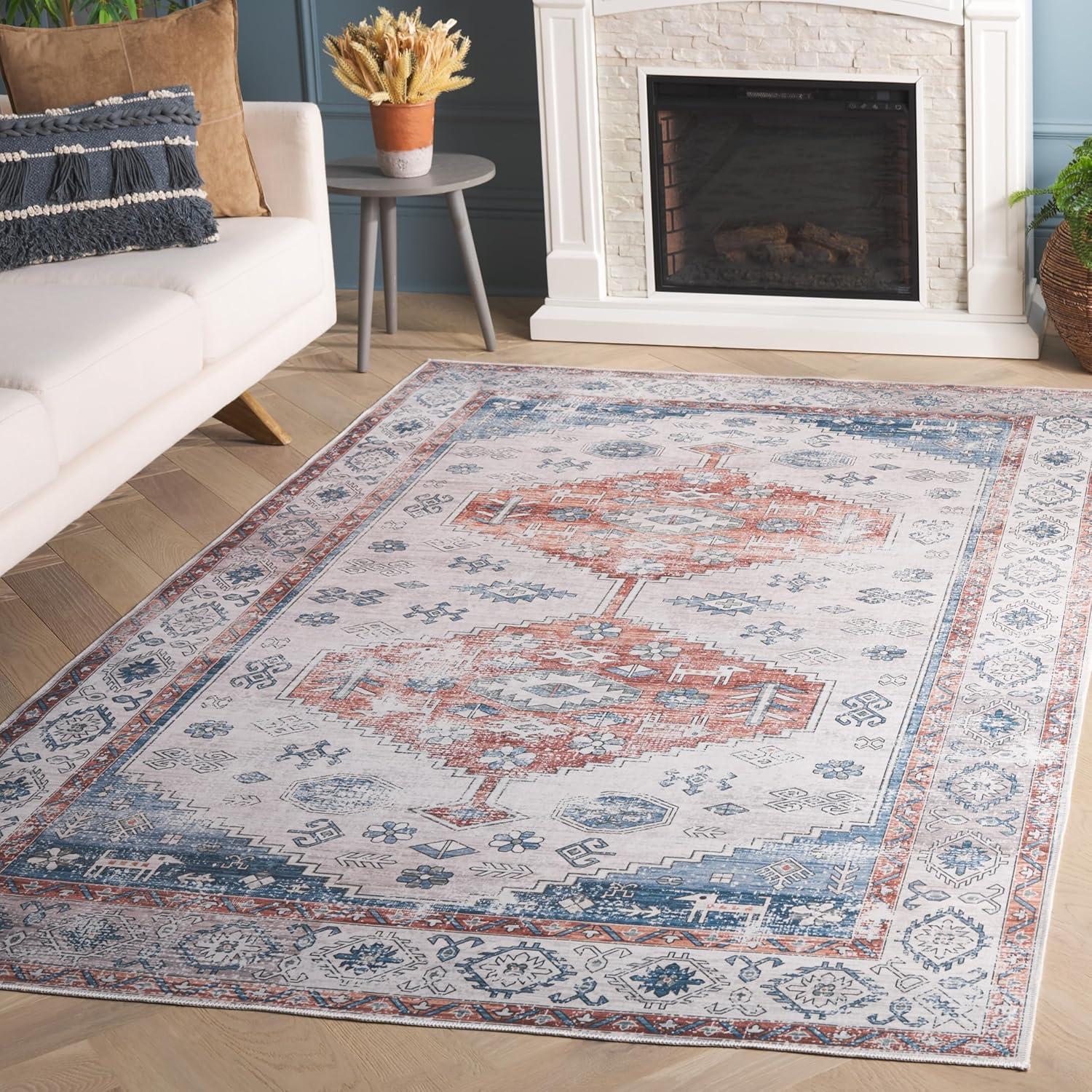 image:imageSafavieh Washable Rug Arizona Collection 8 x 10 Beige amp Taupe Slip Resistant amp Easy to Clean Ideal for Living Room Bedroom Home Office Dining Space ARZ132BRustBeige
