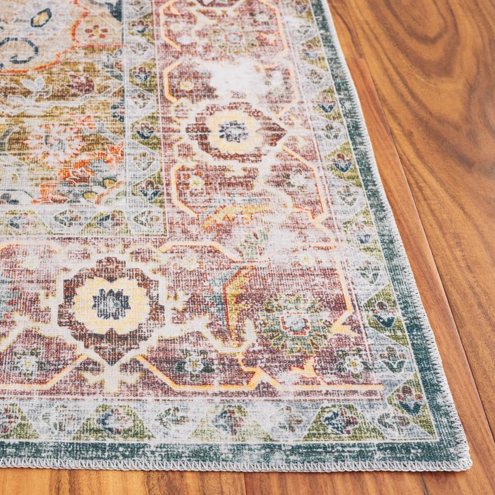 image:imageSafavieh Washable Rug Arizona Collection 8 x 10 Rust amp Aqua Slip Resistant amp Easy to Clean Ideal for Living Room Bedroom Home Office Dining Space ARZ126QGreenLight Brown